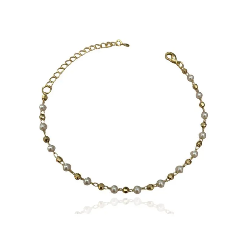 PULSEIRA PÉROLA E BOLA DIAMANTADA