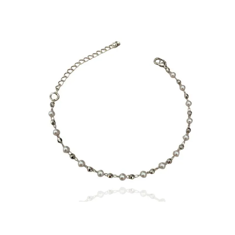 PULSEIRA PÉROLA E BOLA DIAMANTADA