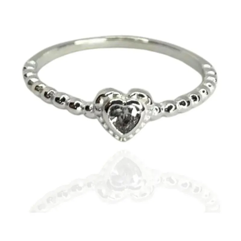 ANEL CORACÃO ZIRCÔNIA BOLINHAS