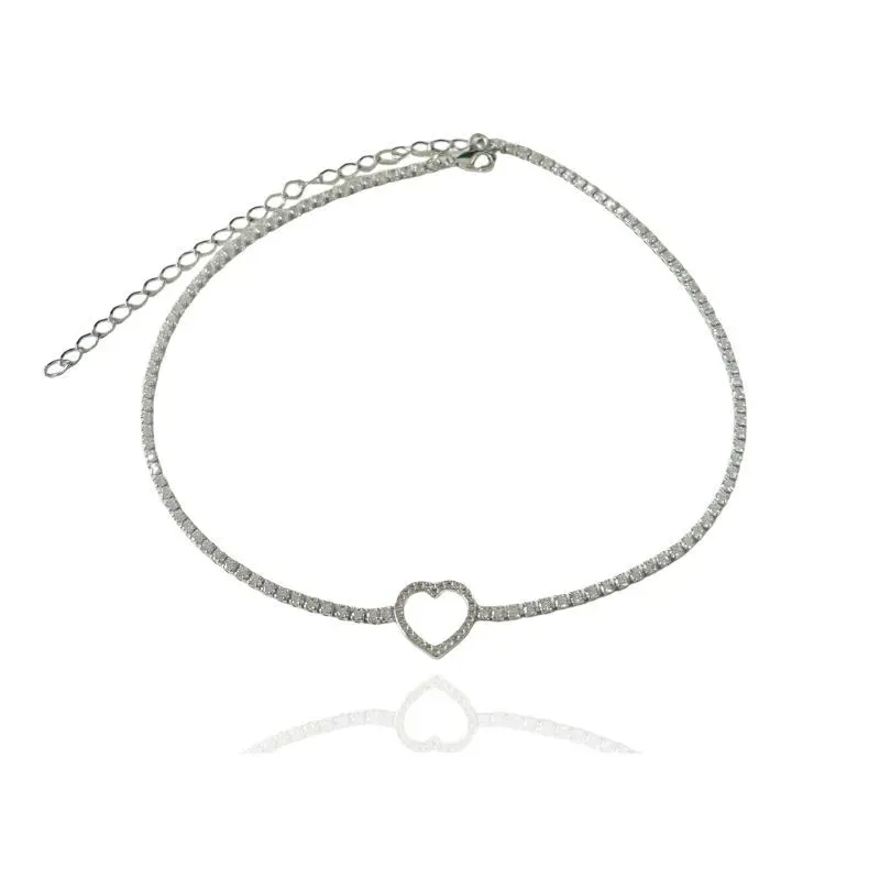 CHOKER RIVIERA E CORAÇÃO VAZADO CRAVEJADO