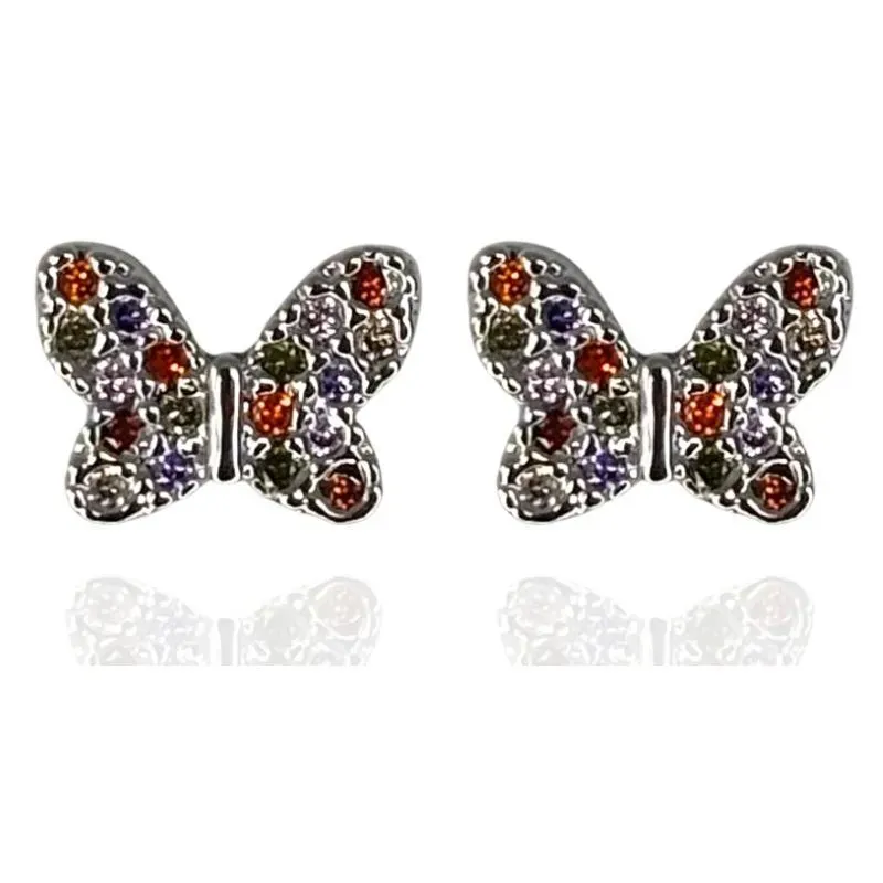 BRINCO BORBOLETA CRAVEJADO COLORIDO