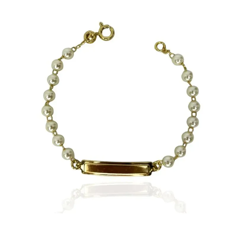 PULSEIRA INFANTIL PLACA E PÉROLAS