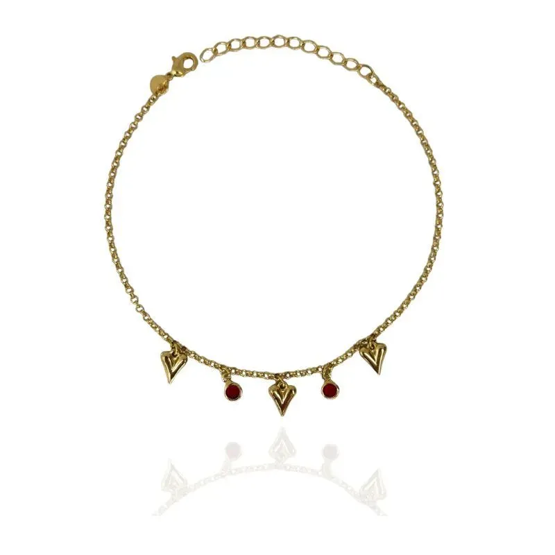 TORNOZELEIRA CORAÇÃO COM PEDRAS