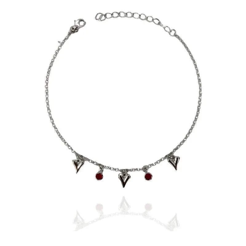 TORNOZELEIRA CORAÇÃO COM PEDRAS