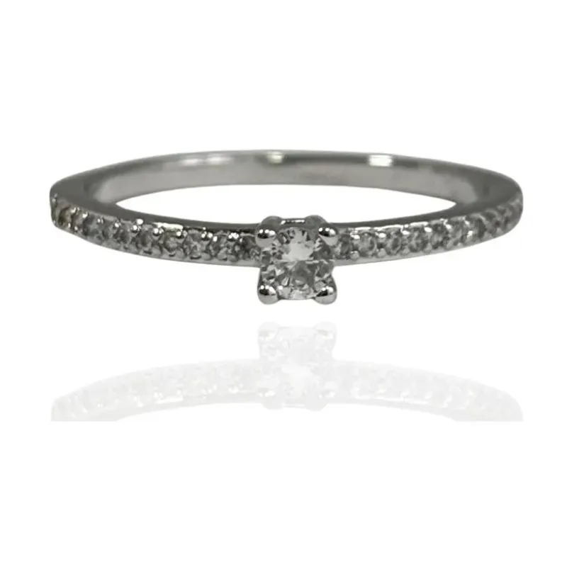 ANEL SOLITÁRIO VOLTA CRAVEJADO