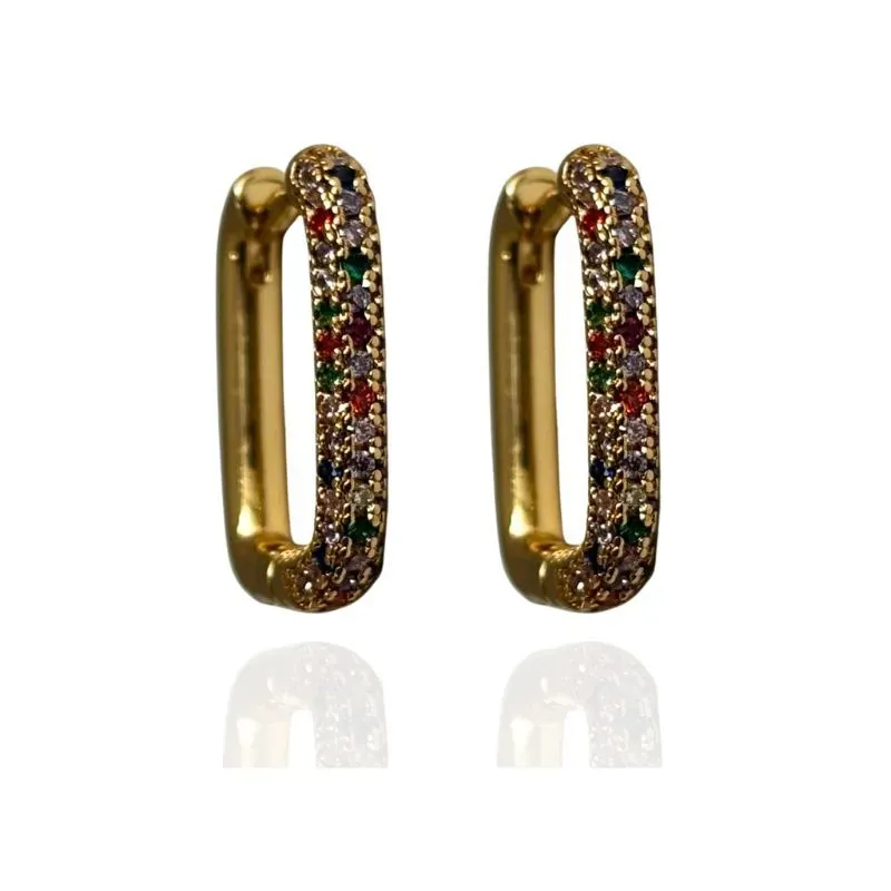 ARGOLA QUADRADA CRAVEJADA NA FRENTE