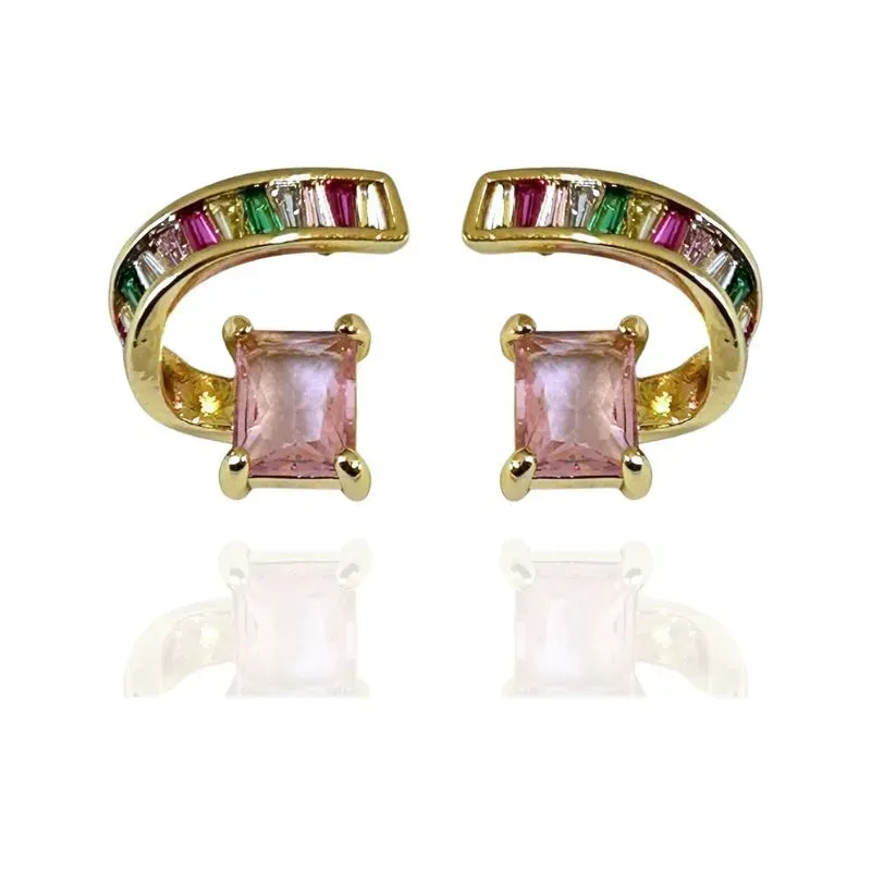 BRINCO BAGUETES E ZIRCÔNIA QUADRADA