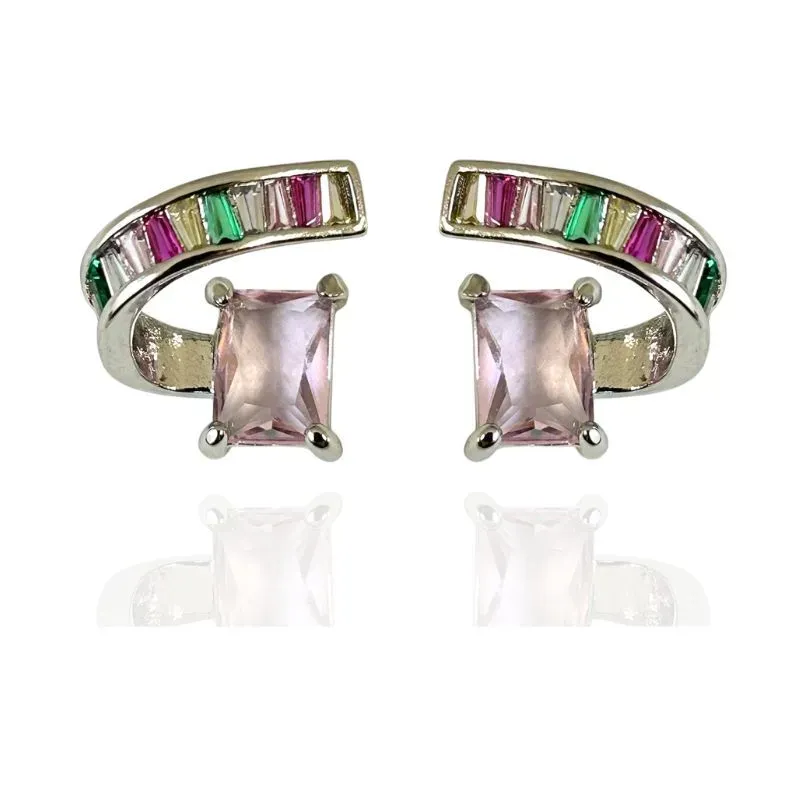 BRINCO BAGUETES E ZIRCÔNIA QUADRADA