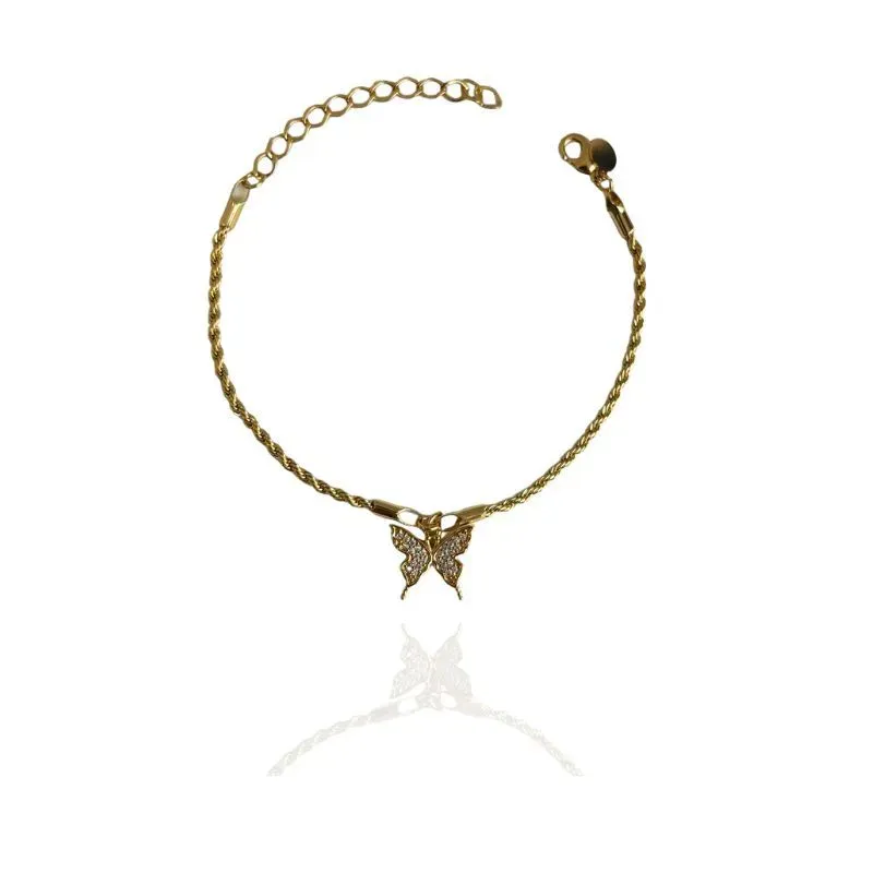 PULSEIRA CORDÃO BAIANO BORBOLETA CRAVEJADA