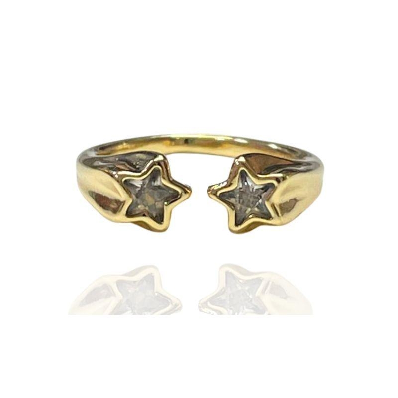 ANEL DUAS ESTRELAS DE ZIRCÔNIAS