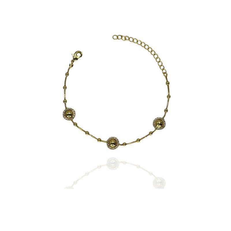 PULSEIRA COM ESFERAS E ZIRCÔNIAS CORRENTE BOLINHAS
