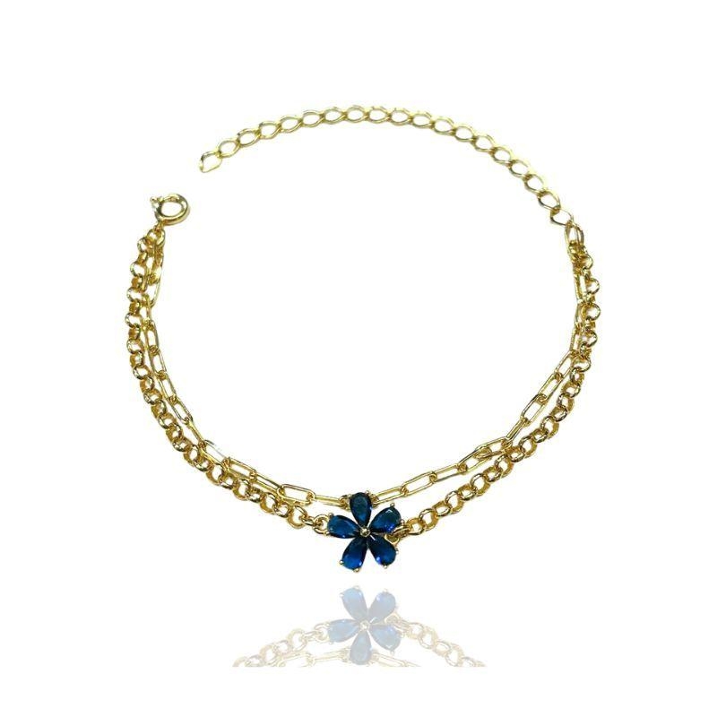 PULSEIRA DUPLA CARTIER ELO PORTUGUÊS E FLOR DE ZIRCÔNIA