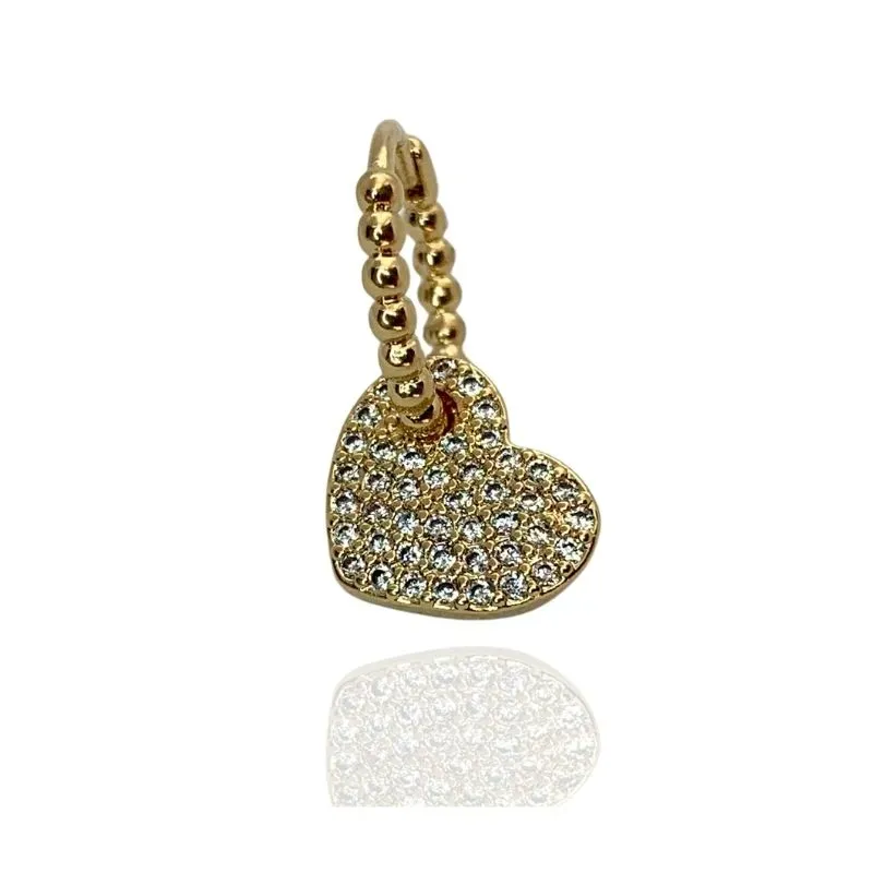 PINGENTE ARGOLINHA CLIK COM BOLINHAS E CORAÇÃO CRAVEJADO PENDURADO PINGENTE ARGOLINHA CLIK COM BOLINHAS E CORAÇÃO CRAVEJADO PENDURADO