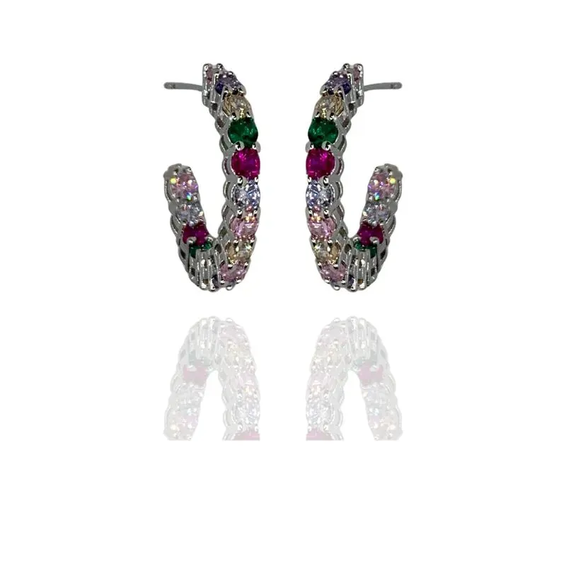 BRINCO MEIA ARGOLA DE TARRAXA COM CRAVAÇÃO POR FORA E POR DENTRO BRINCO MEIA ARGOLA DE TARRAXA COM CRAVAÇÃO POR FORA E POR DENTRO