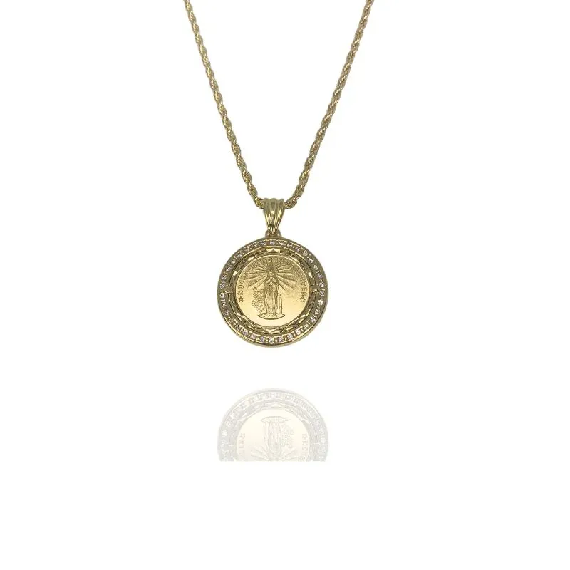 COLAR MEDALHA NOSSA SENHORA DE LURDES GRANDE GROSSA CRAVEJADA COLAR MEDALHA NOSSA SENHORA DE LURDES GRANDE GROSSA CRAVEJADA