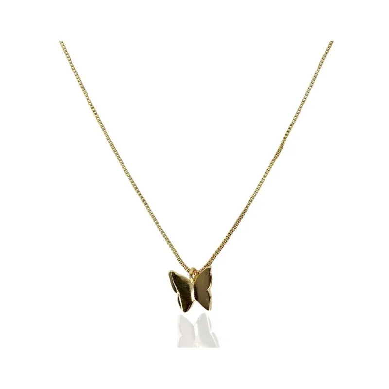 CHOKER CORRENTE VENEZIANA E PINGENTE BORBOLETA LISA