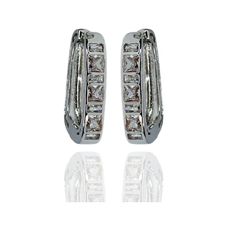 ARGOLA RETANGULAR ZIRCONIAS QUADRADAS E RETANGULARES