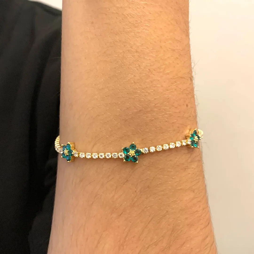 PULSEIRA RIVIERA E FLORES CRAVEJADAS