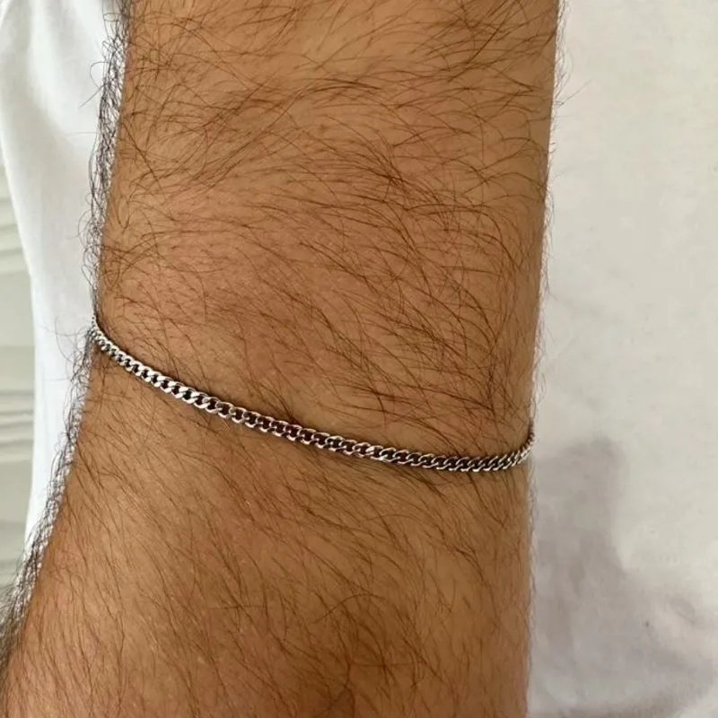 PULSEIRA MASCULINA GRUME CURTA DIAMANTADA 2MM
