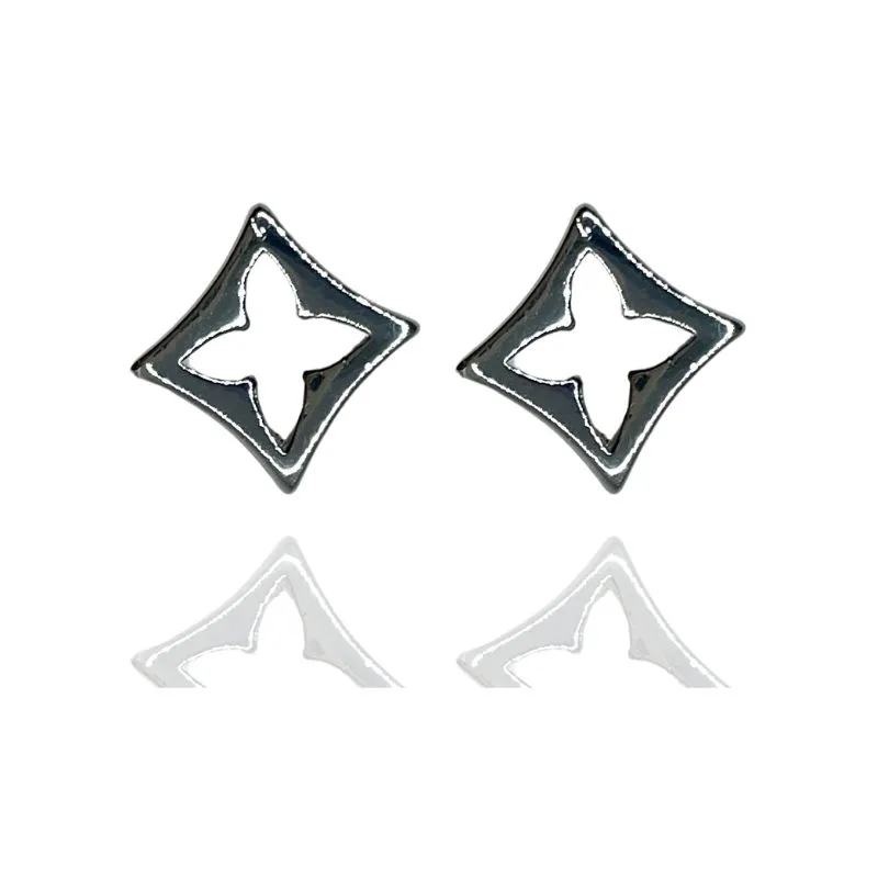 BRINCO LOSANGO LISO COM ESTRELA 4 PONTAS VAZADA