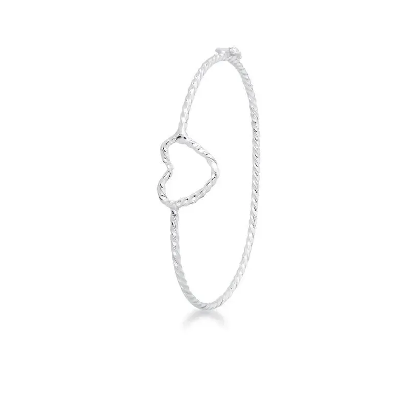 BRACELETE TORCIDO CORAÇÃO PRATA 925