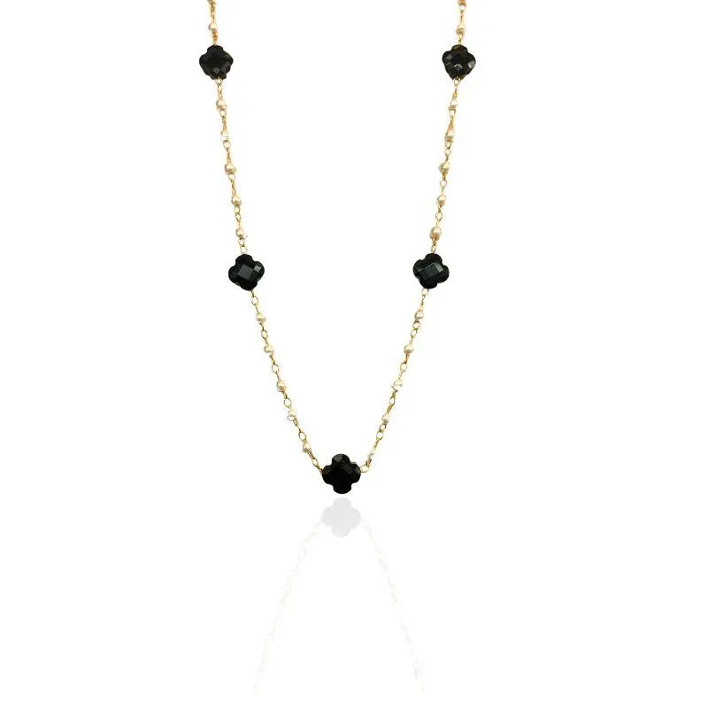 CHOKER PÉROLAS E TREVOS