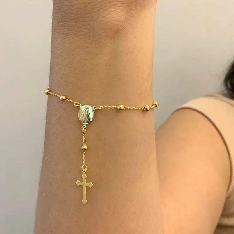 PULSEIRA TERÇO BOLINHA E MEDALHA NS SRA APARECIDA