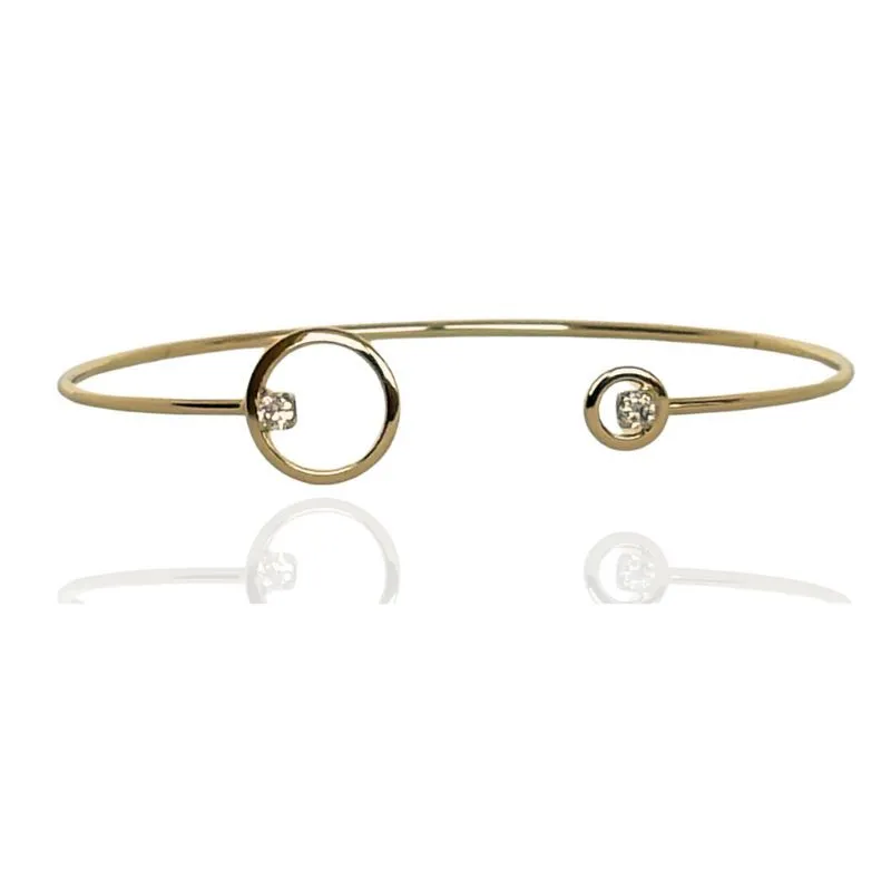 BRACELETE ARO 2 CÍRCULOS E PONTO DE LUZ NAS PONTAS