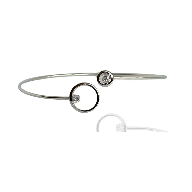 BRACELETE ARO 2 CÍRCULOS E PONTO DE LUZ NAS PONTAS