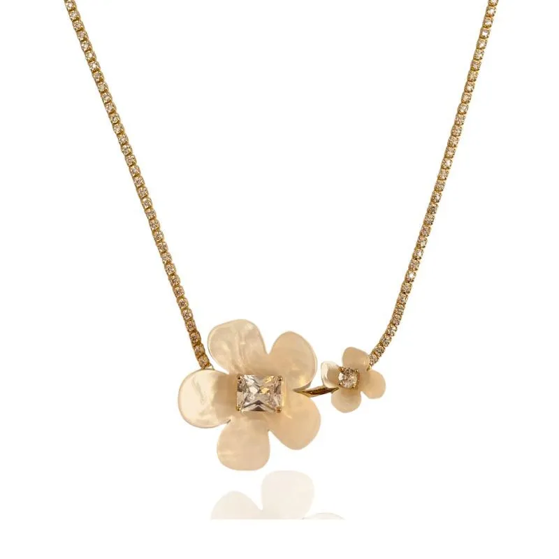 COLAR RIVIERA FLOR COM FLOR EM ACRÍLICO