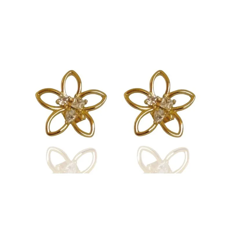 BRINCO FLOR VAZADA COM ZIRCÔNIAS