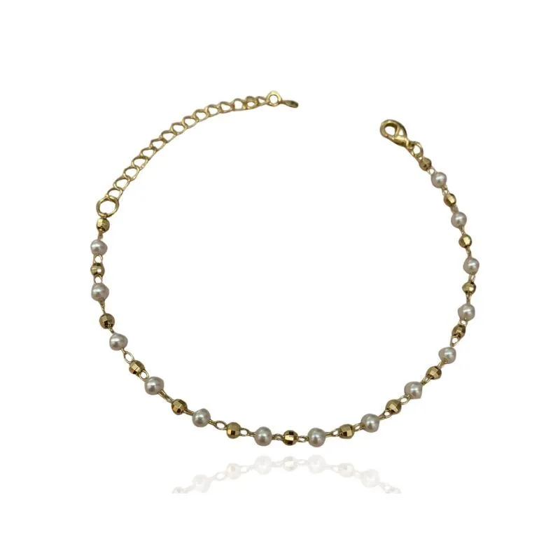 PULSEIRA PÉROLA E BOLA DIAMANTADA