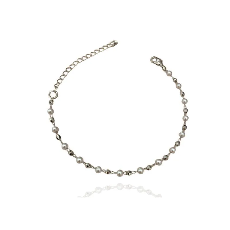 PULSEIRA PÉROLA E BOLA DIAMANTADA
