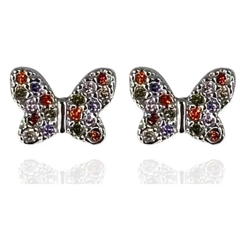 BRINCO BORBOLETA CRAVEJADO COLORIDO