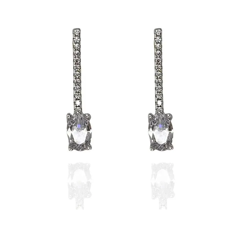 BRINCO PALITO CRAVEJADO COM PEDRA OVAL NA PONTA