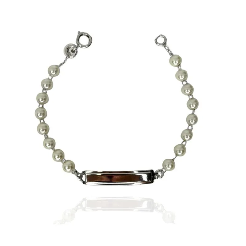 PULSEIRA INFANTIL PLACA E PÉROLAS
