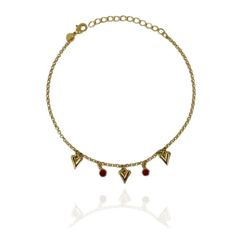 TORNOZELEIRA CORAÇÃO COM PEDRAS