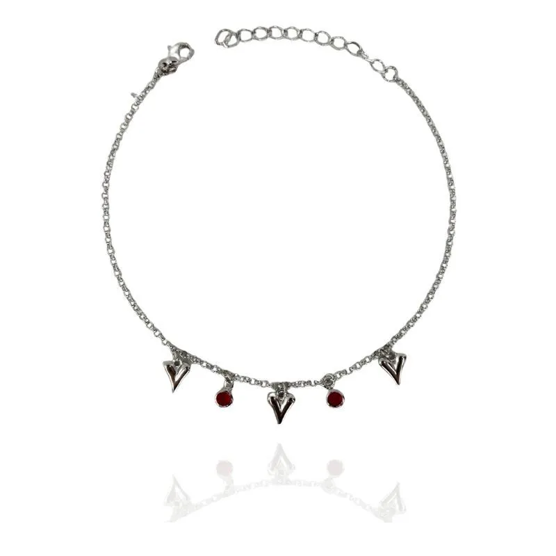 TORNOZELEIRA CORAÇÃO COM PEDRAS