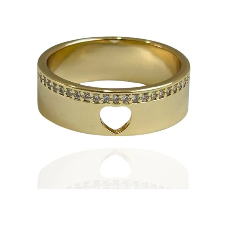 ANEL ALIANÇA CRAVEJADO CORAÇÃO