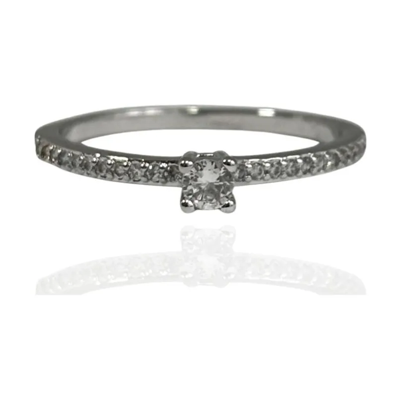 ANEL SOLITÁRIO VOLTA CRAVEJADO