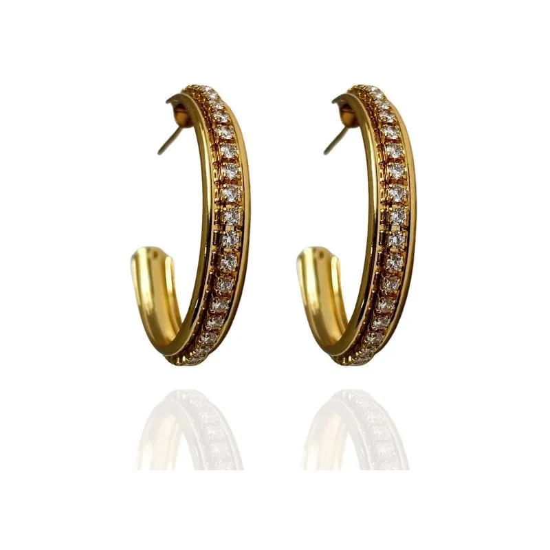 ARGOLA G DE TARRAXA COM FILEIRA EM ZIRCÔNIAS