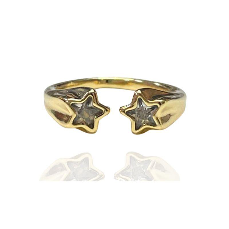 ANEL DUAS ESTRELAS DE ZIRCÔNIAS
