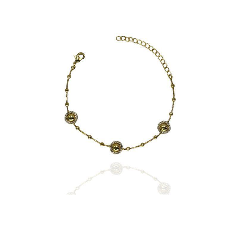 PULSEIRA COM ESFERAS E ZIRCÔNIAS CORRENTE BOLINHAS