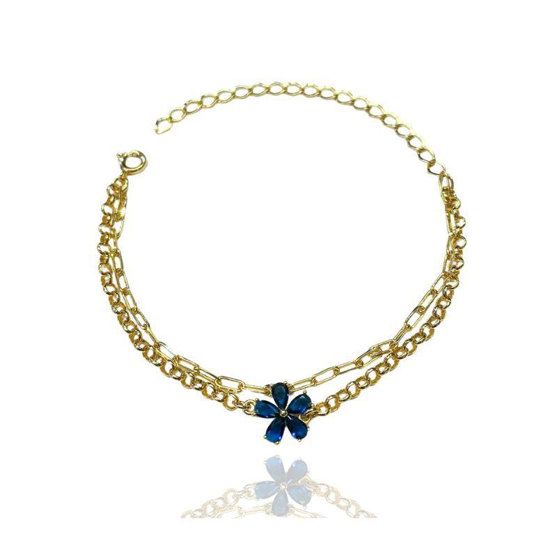 PULSEIRA DUPLA CARTIER ELO PORTUGUÊS E FLOR DE ZIRCÔNIA