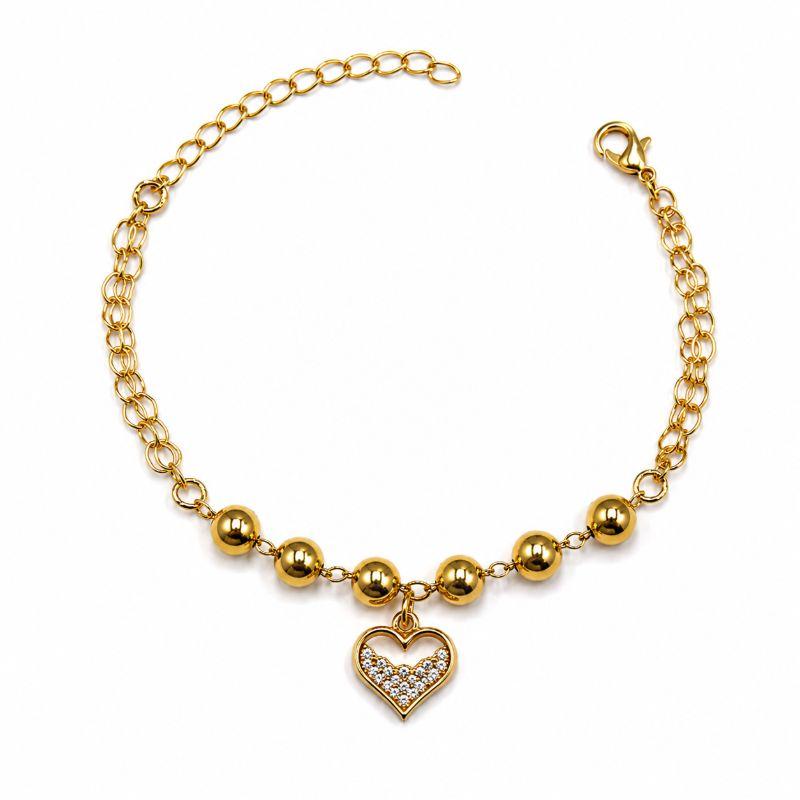 PULSEIRA BOLAS E CORAÇÃO CRAVEJADO