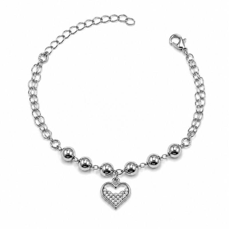 PULSEIRA BOLAS E CORAÇÃO CRAVEJADO